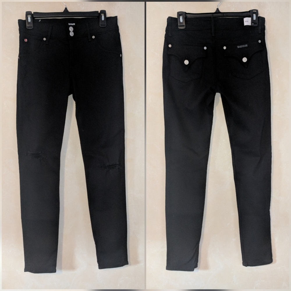 Hudson Collin Skinny Jean Black Destructed - Picture 2 of 5